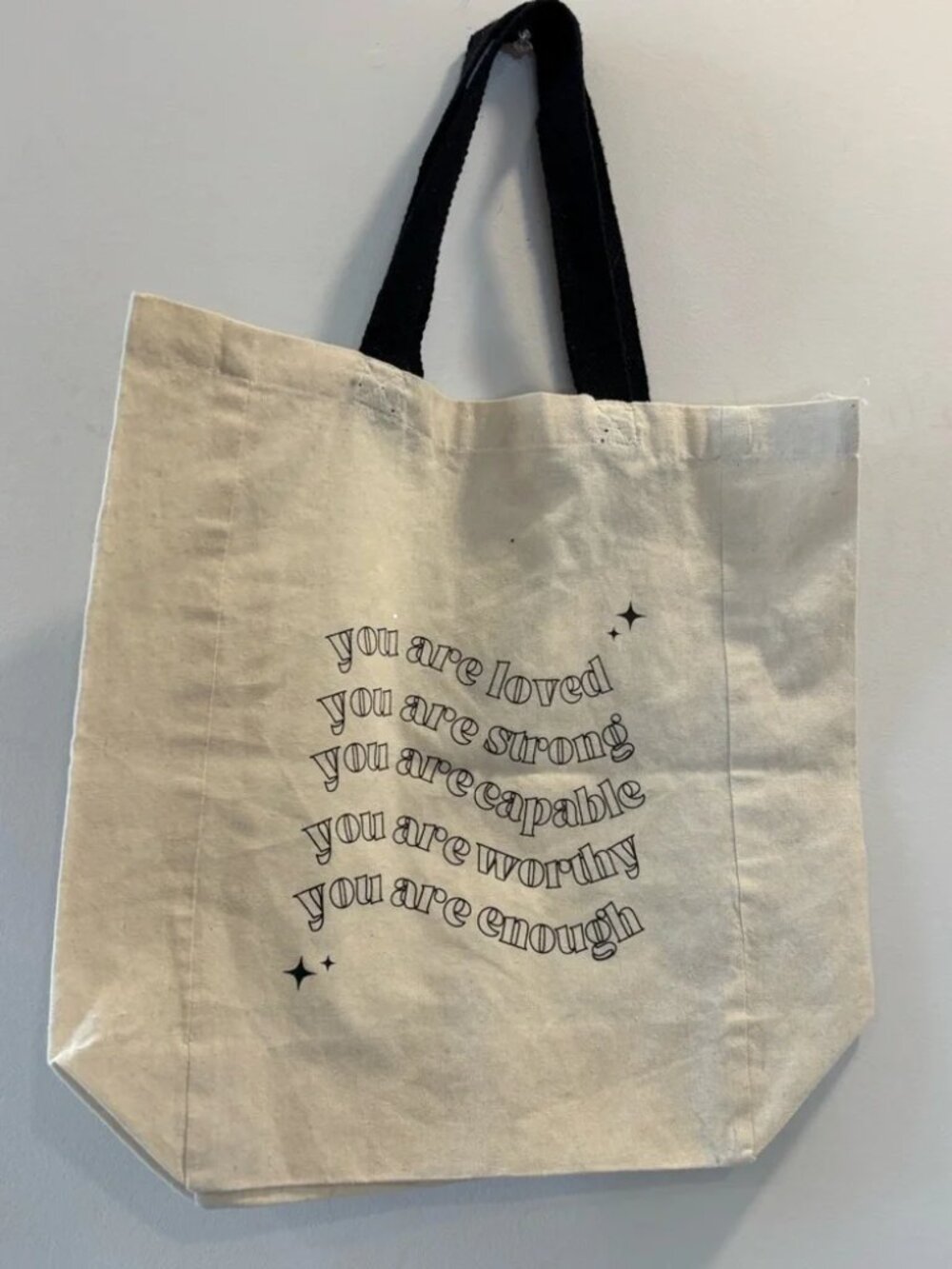 Canvas Tote Bag loved strong capable worthy enough motivation Gifts EUC